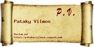 Pataky Vilmos névjegykártya